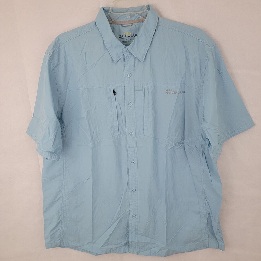 CABELAS Guide Wear Mens Fishing Shirt Sz XL Button Up LIGHT BLUE Hiking Vented